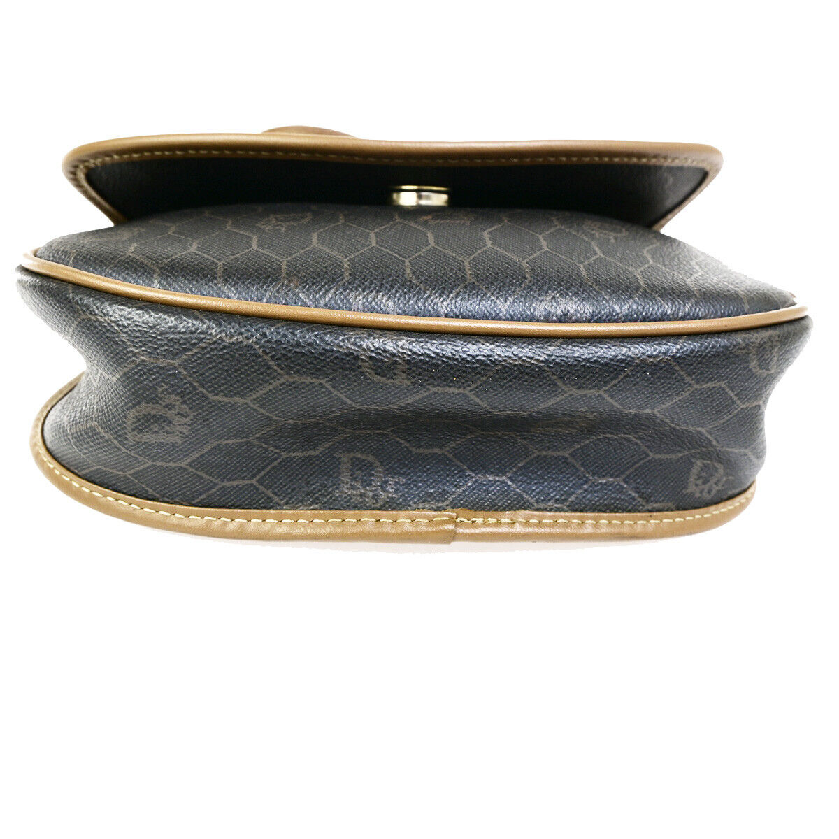 CHRISTIAN DIOR Logo Honeycomb Mini Shoulder Bag PVC Leather Brown GHW 61YG492