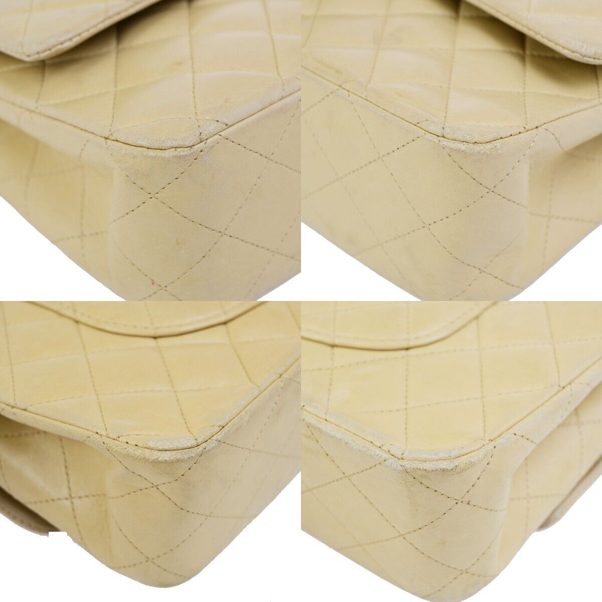 CHANEL CC Matelasse 25 Double Flap Chain Shoulder Bag Leather Beige GHW 310RK685
