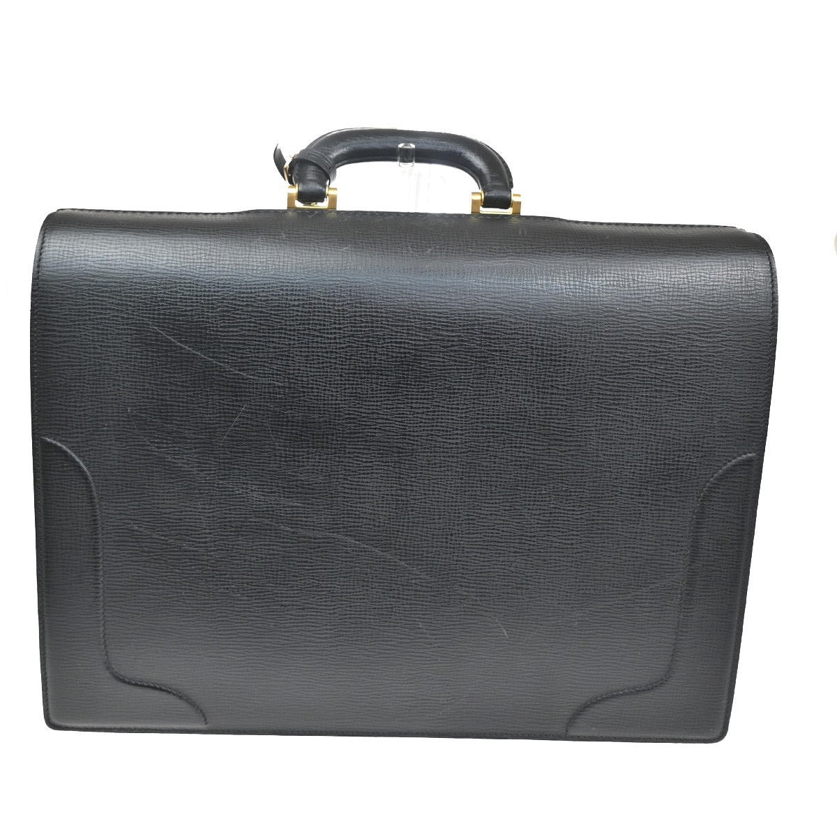 BURBERRY Logo Dulles Hand Bag Leather Black GHW 68TA157