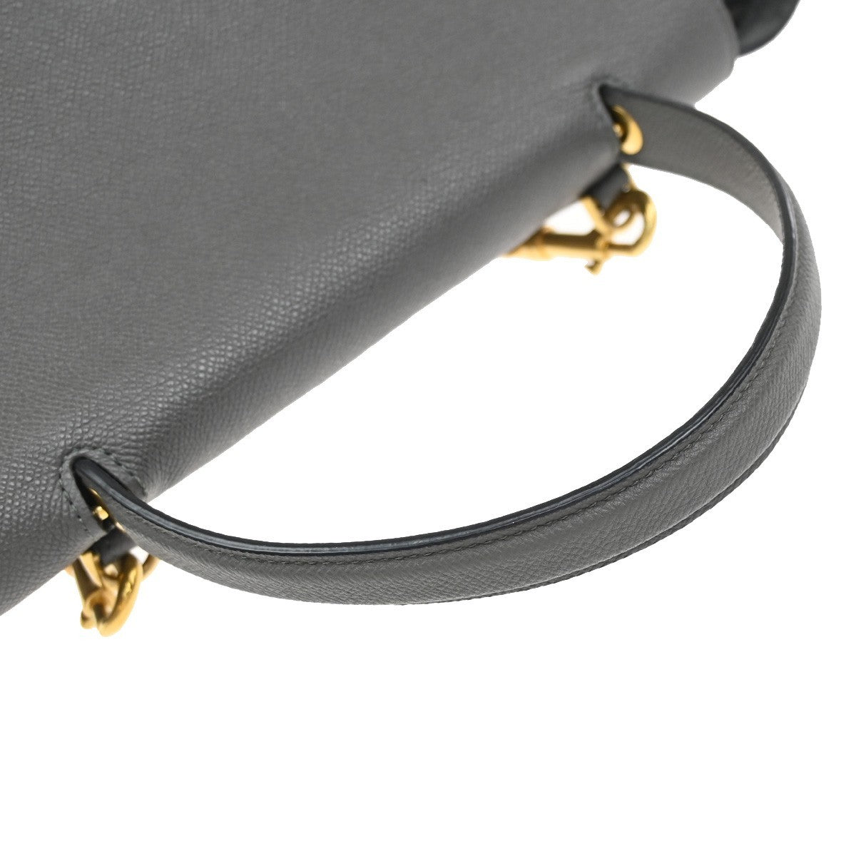 CELINE Logo Belt Bag Mini 2Way Shoulder Hand Bag Leather Gray GHW Italy 58RF719