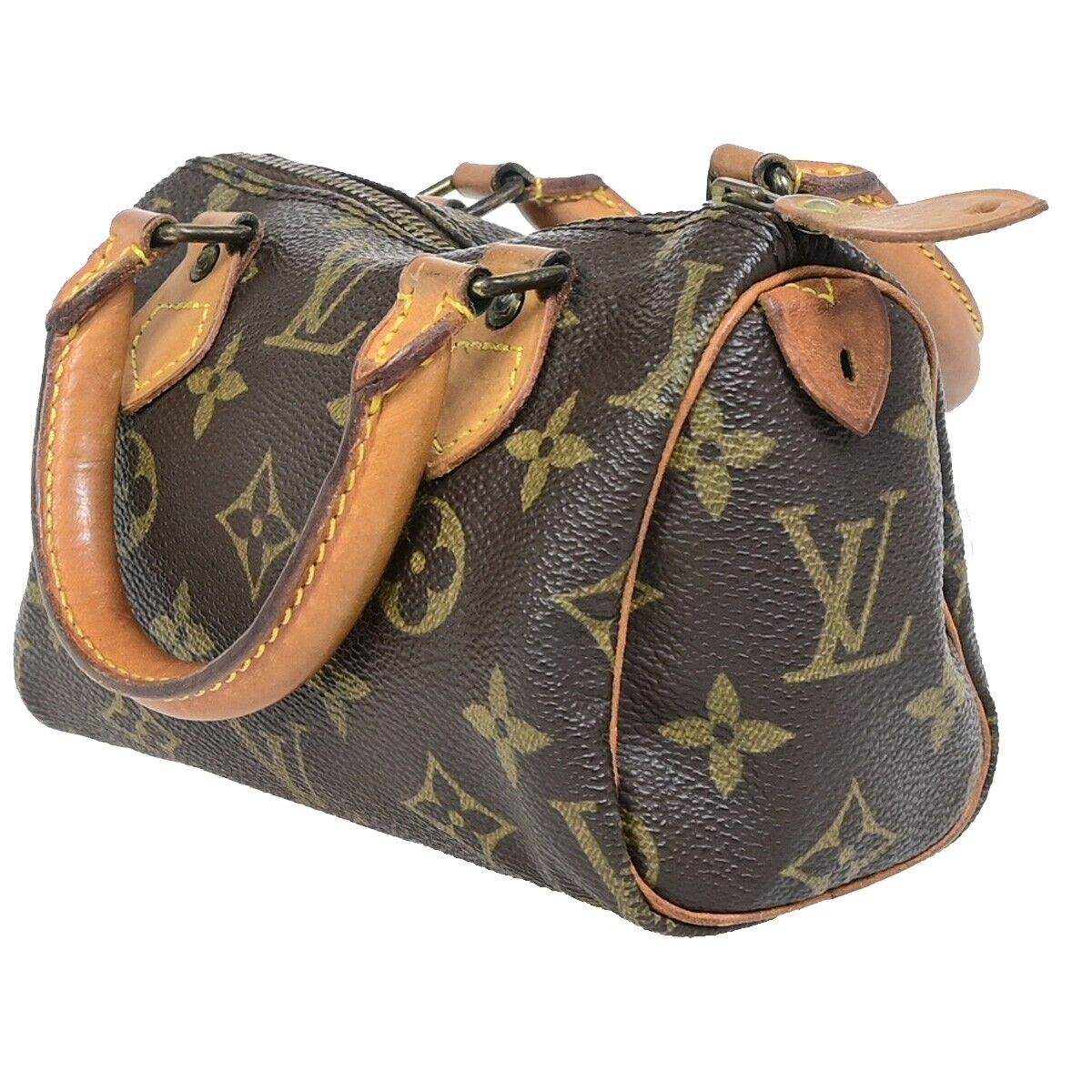 LOUIS VUITTON Mini Speedy Hand Bag Monogram Leather Brown France M41534 70EC596