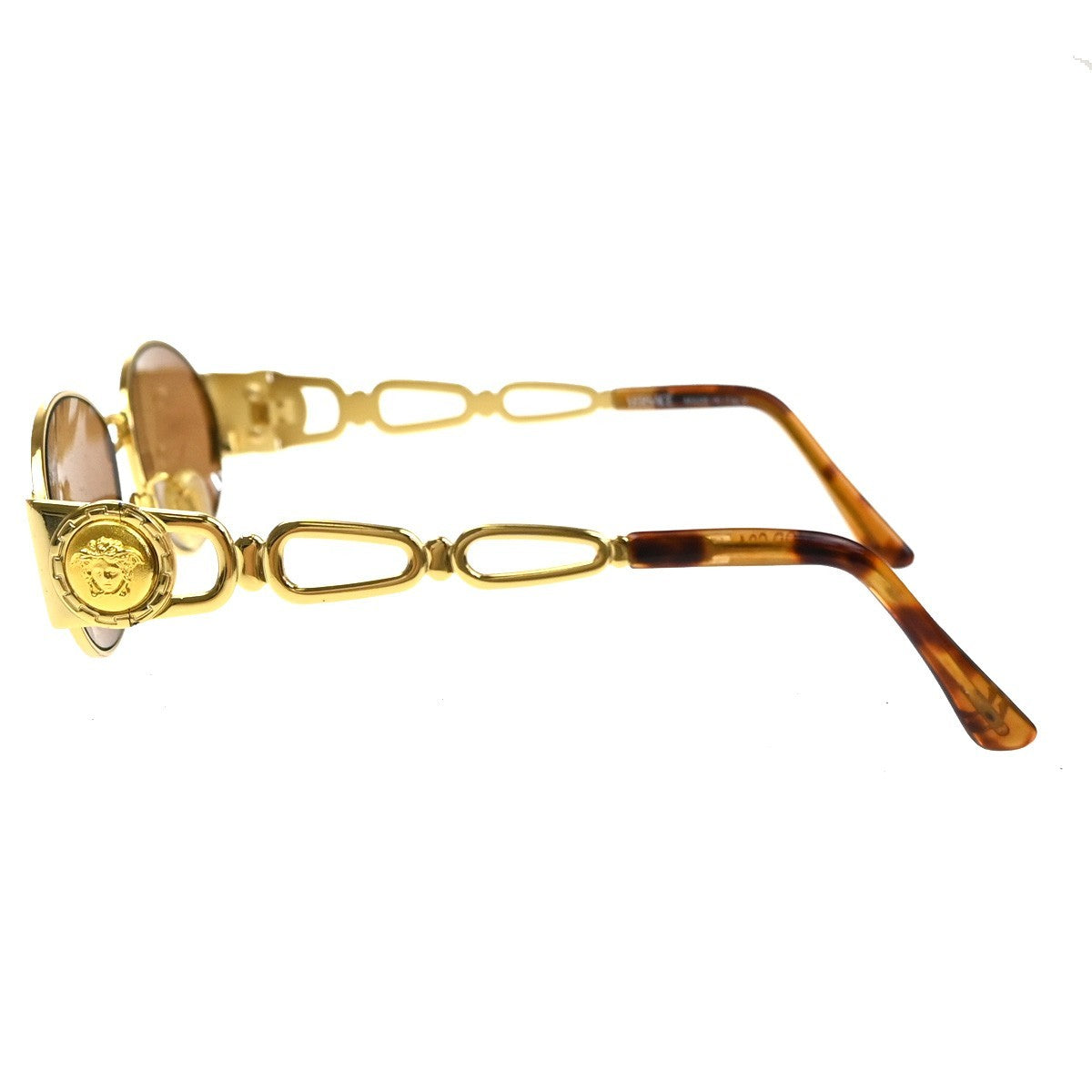 GIANNI VERSACE Medusa Sunglasses Plastic Metal Gold Brown MOD S34 Italy 01MA579