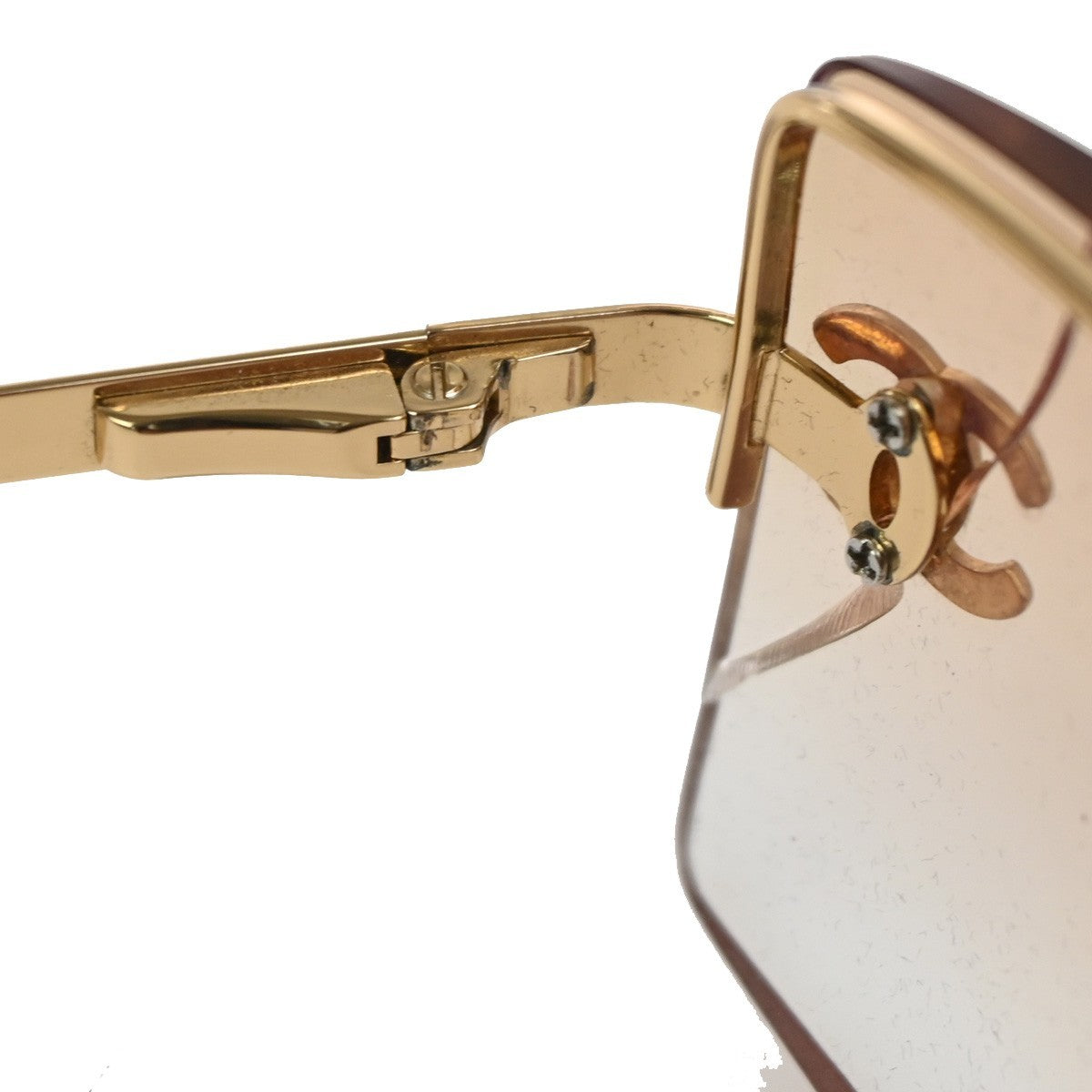 CHANEL CC Logo Rhinestone Rimless Sunglasses 4092-B Plastic Metal GHW 63RL930