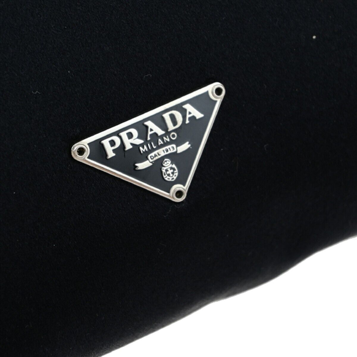 PRADA Logo Pouch Bag Nylon Black Nero Silver Made in Italy 63EB413