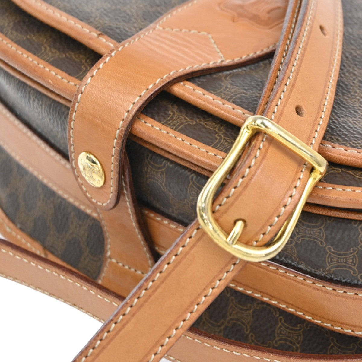 CELINE Logo Macadam Crossbody Shoulder Bag PVC Leather Brown Italy 35KC353