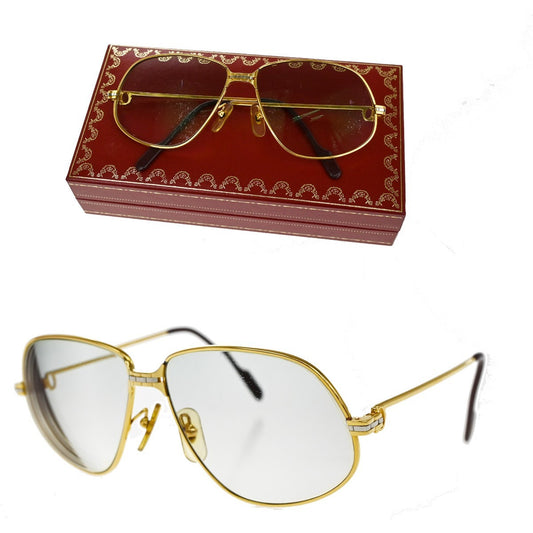 CARTIER Logo Trinity Reading Glasses Eye Wear Metal Plastic Gold France 80RF624