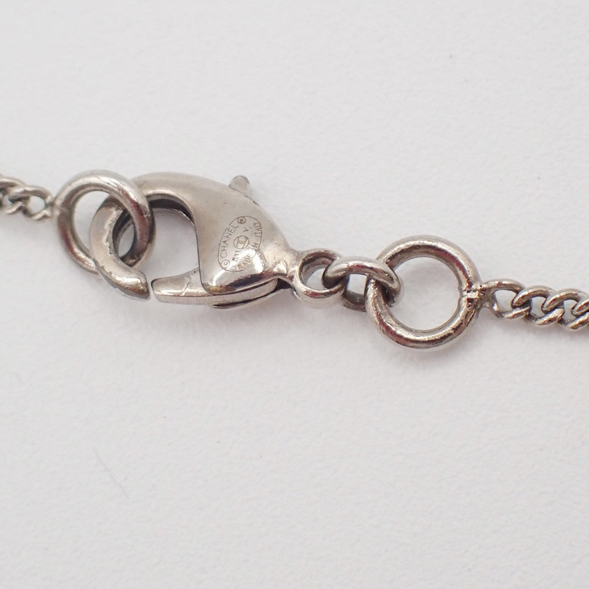 CHANEL CC Logo Rhinestone Chain Necklace Pendant B11V SHW Italy 87RQ025