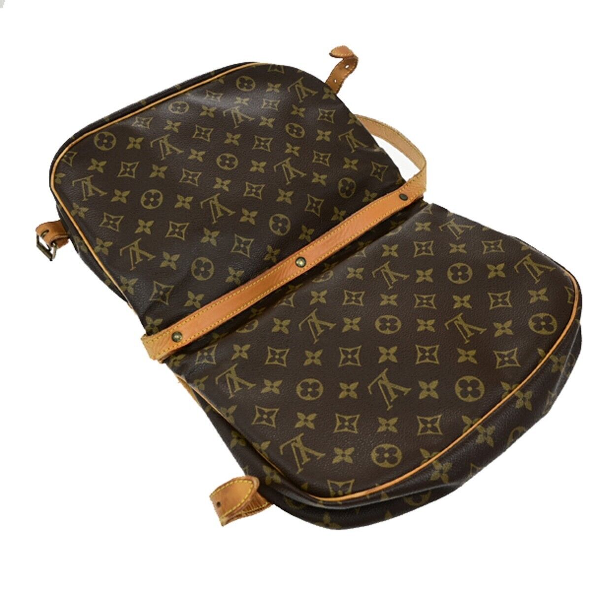 LOUIS VUITTON Logo Saumur 30 Shoulder Bag Monogram Leather Brown M42256 61ED964