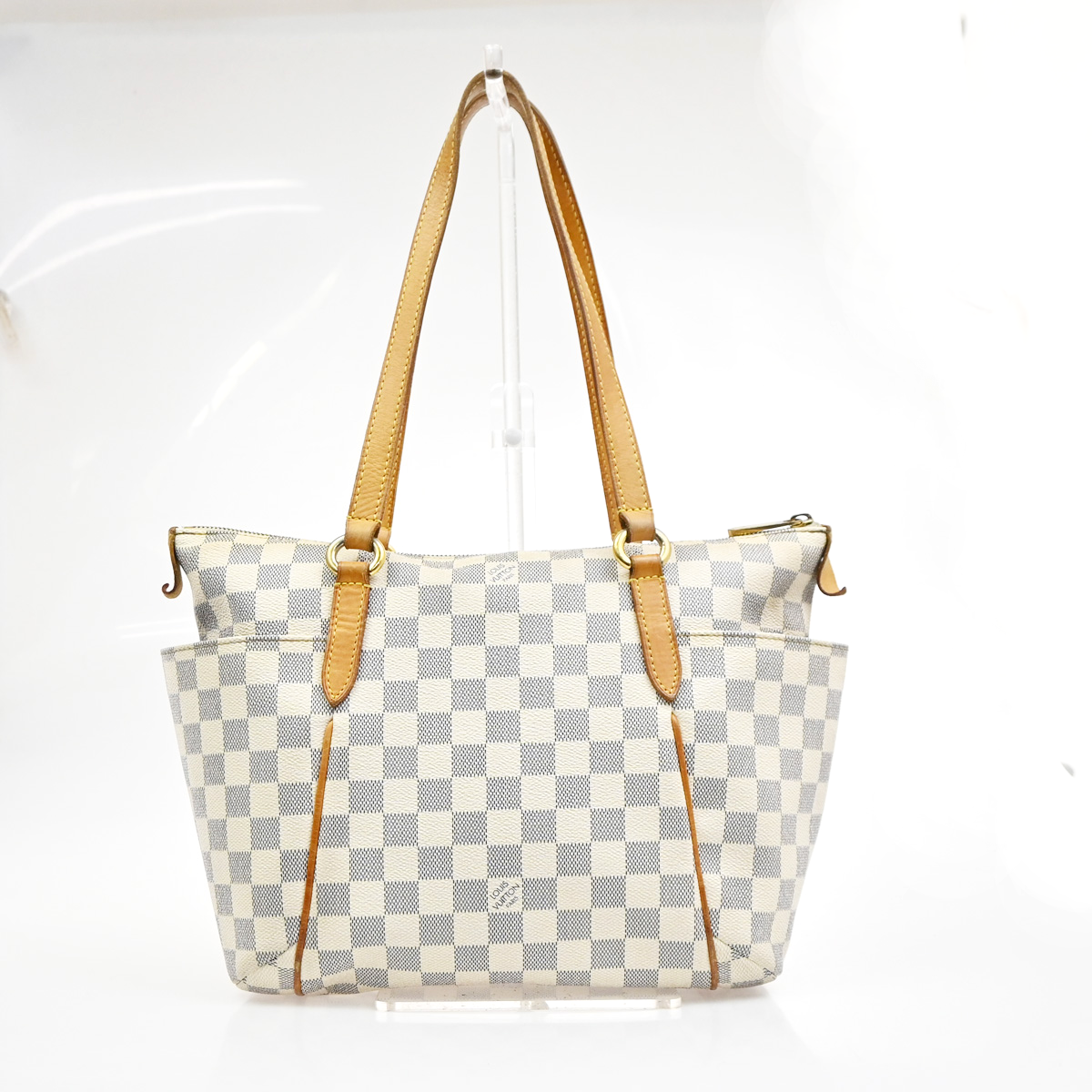 LOUIS VUITTON Totally PM Shoulder Bag Damier Azur Leather White N51261 72KD105