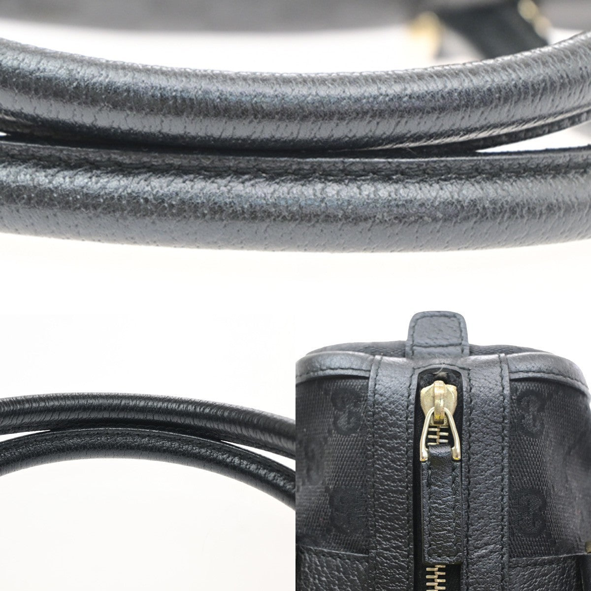 GUCCI Logo GG Pattern Abbey Shoulder Hand Bag Canvas Leather Black Italy 85SA159