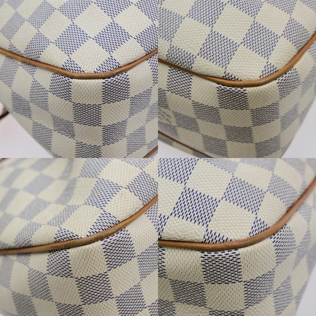 LOUIS VUITTON Siracusa PM Shoulder Bag Damier Azur Leather White N41113 91MA697