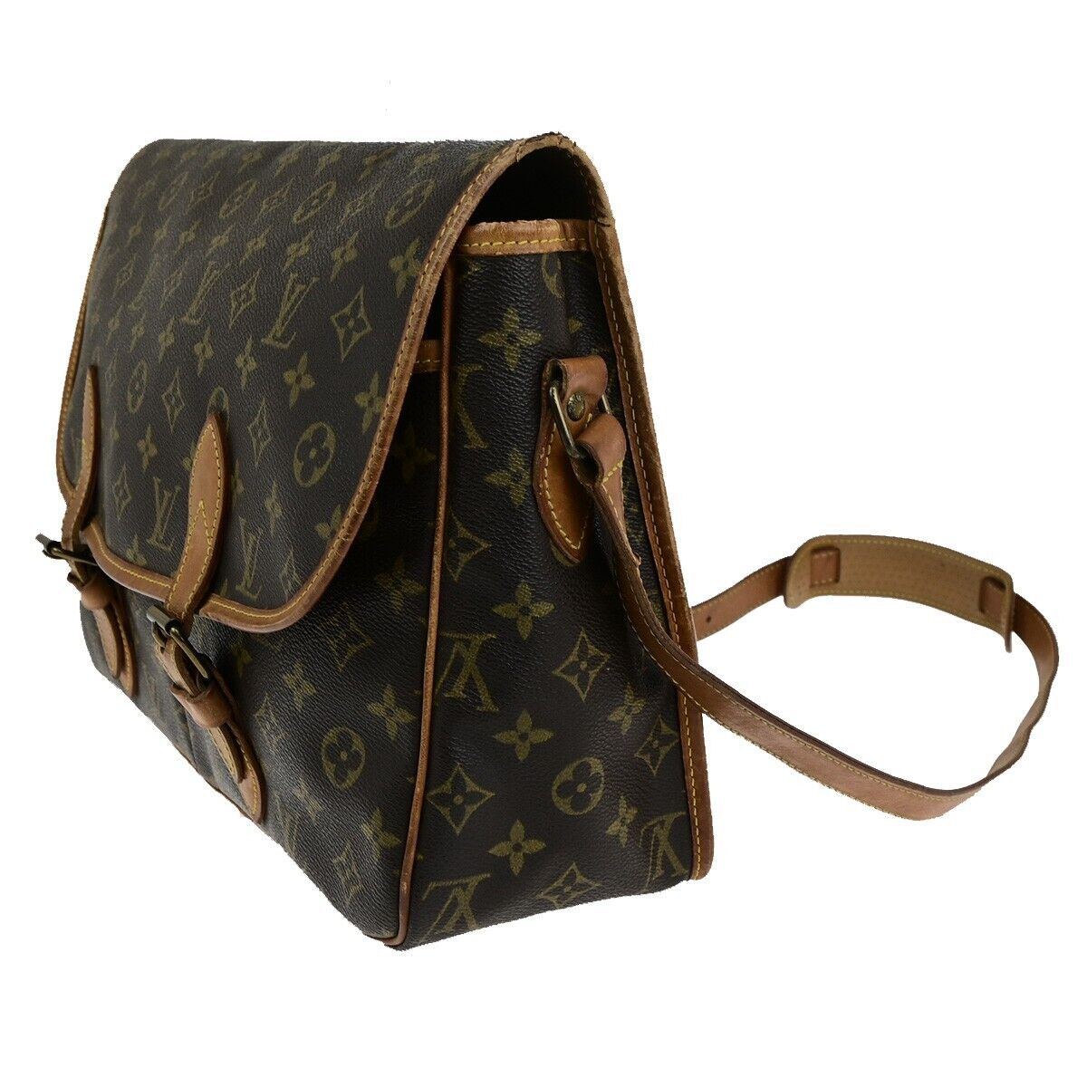 LOUIS VUITTON Gibeciere GM Shoulder Bag Monogram Leather Brown M42246 64SJ591