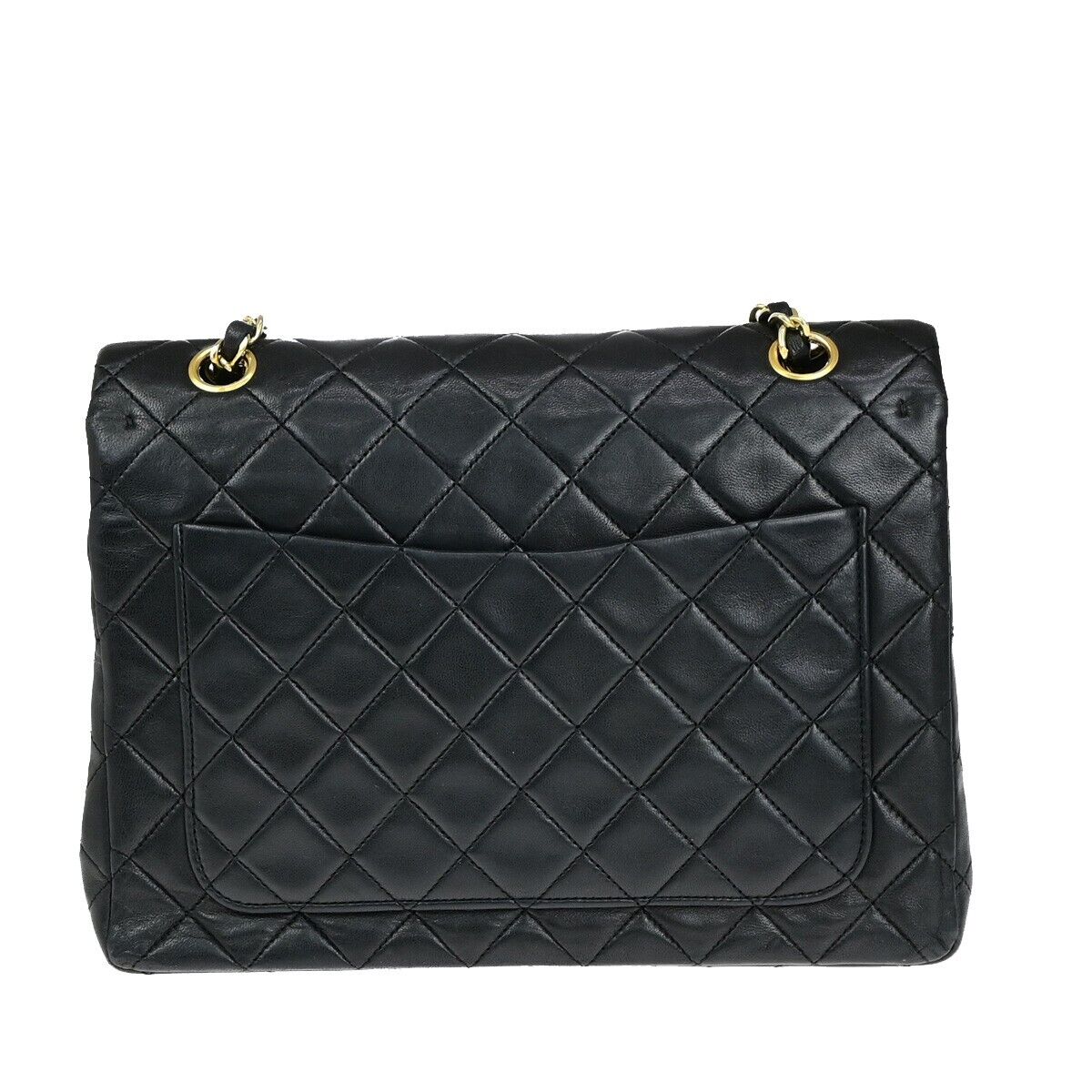 CHANEL CC Matelasse 25 Double Flap Chain Shoulder Bag Leather Black GHW 809RK651