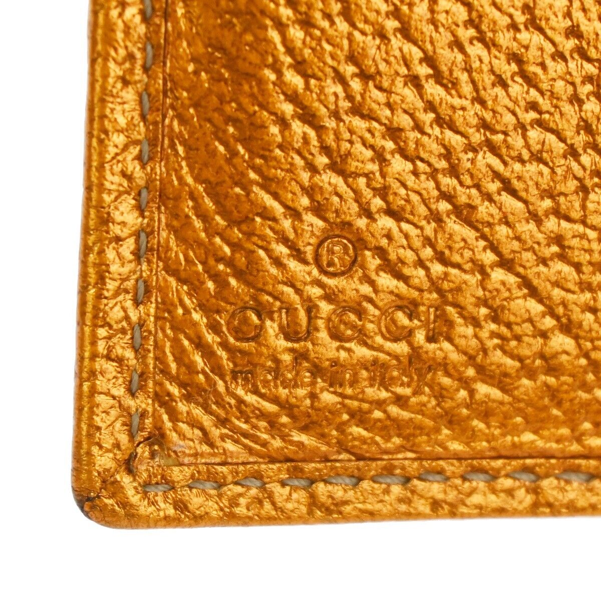 GUCCI GG Pattern Bifold Wallet Purse Canvas Leather Brown Orange Gold 69SH092