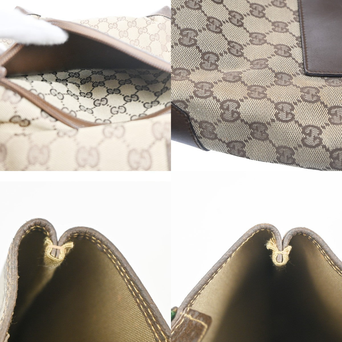 GUCCI Logo GG Pattern ShoulderTote Bag Canvas Leather Beige Italy 62MA132