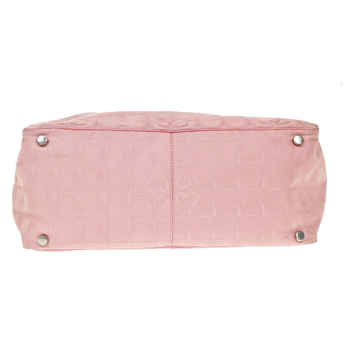 CHANEL CC Logo New Travel Line Shoulder Bag Nylon Leather Pink Italy 87EG406