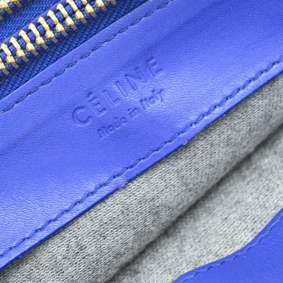 CELINE Logo Trio Crossbody Shoulder Bag Leather Blue Italy 88EG009
