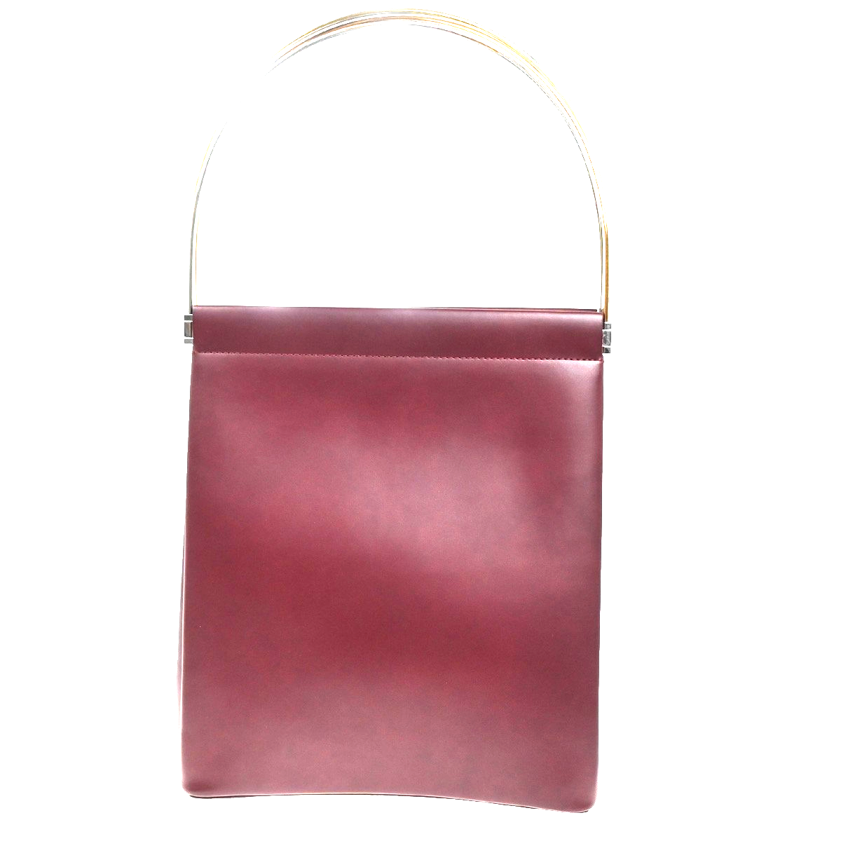 CARTIER Logo Trinity Tricolor Metal Handle Hand Bag Leather Red France 79MA200