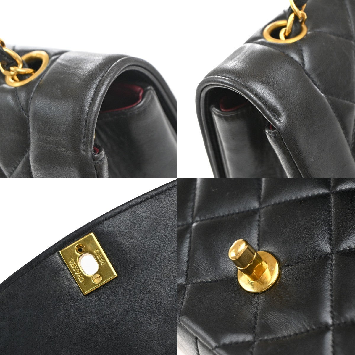 CHANEL Diana Matelasse 25 Chain Shoulder Bag Leather Black GHW Vintage 887RP111