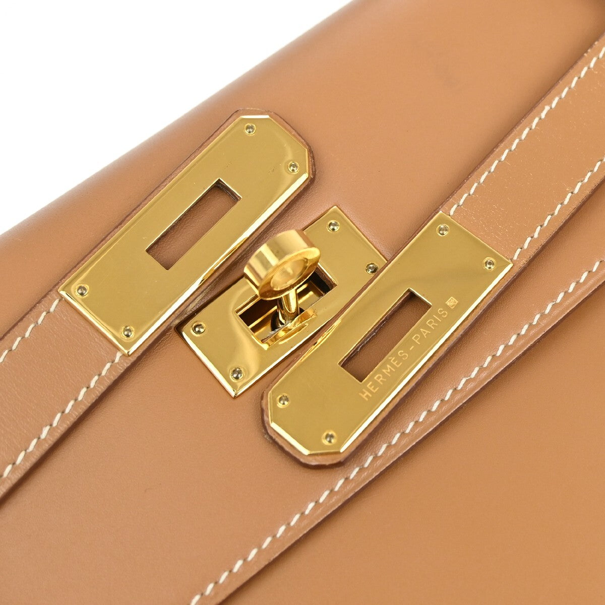 HERMES Kelly 32 2Way Shoulder Hand Bag Chamonix Leather Natural GHW 6640RL144