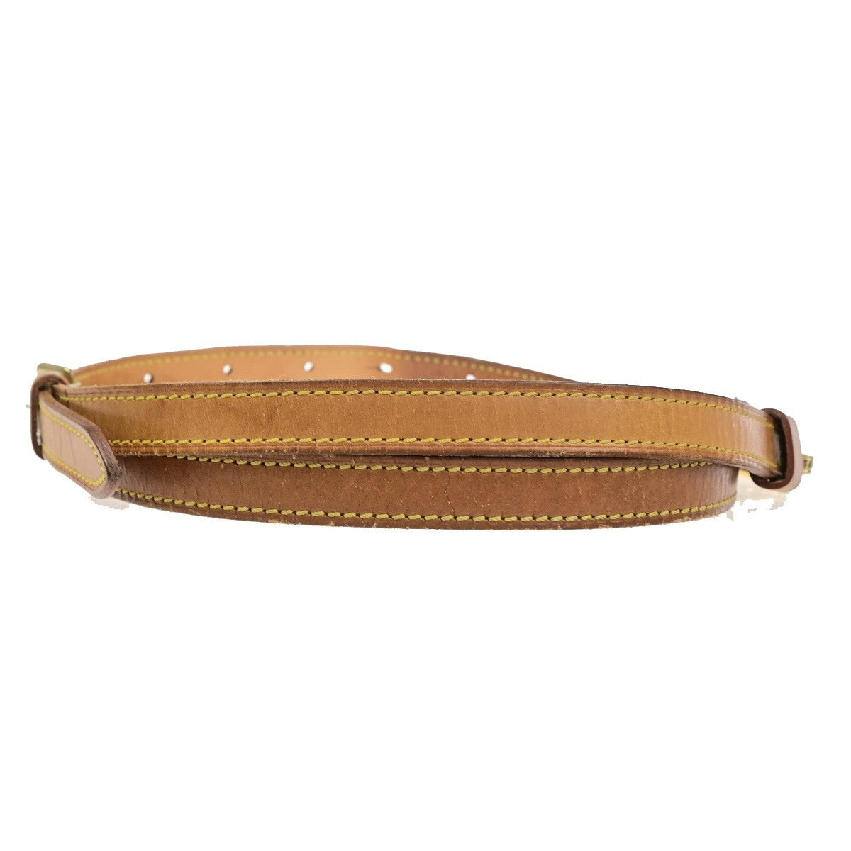 LOUIS VUITTON LV Logo Shoulder Bag Strap Leather Brown GHW France 61CB074