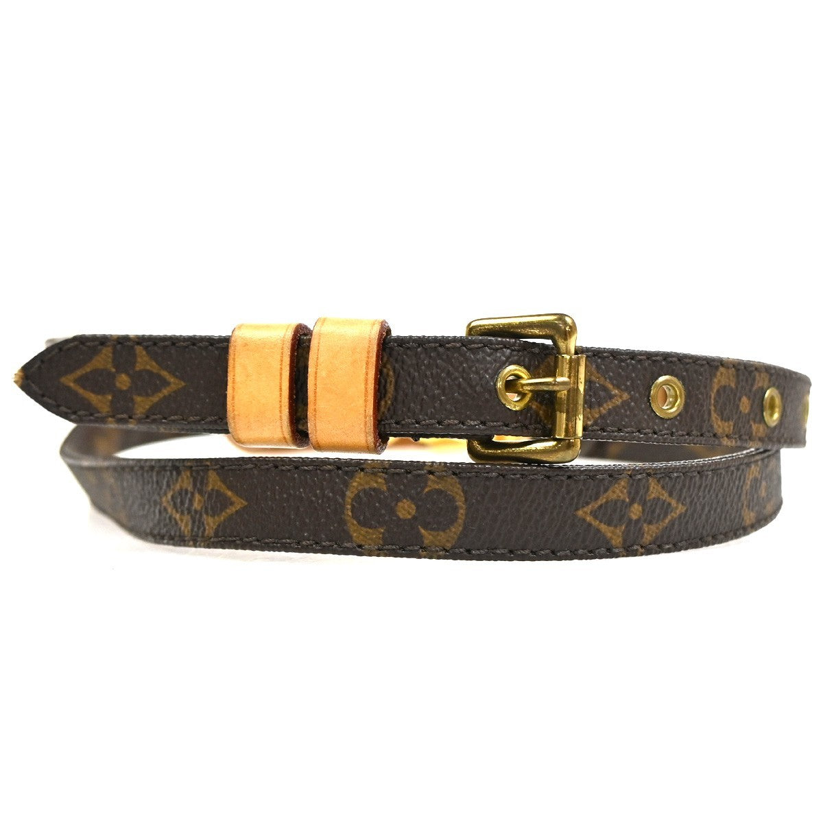 LOUIS VUITTON Shoulder Strap Monogram Leather Brown Gold Bag Accessory 60TA626
