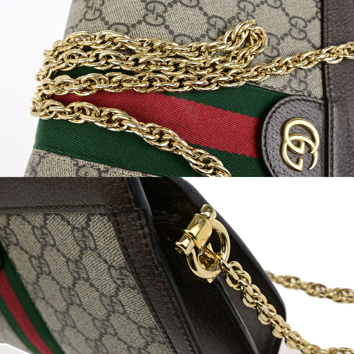 GUCCI Ophidia GG Small 2Way Chain Shoulder Bag Supreme Leather Brown 22YG619