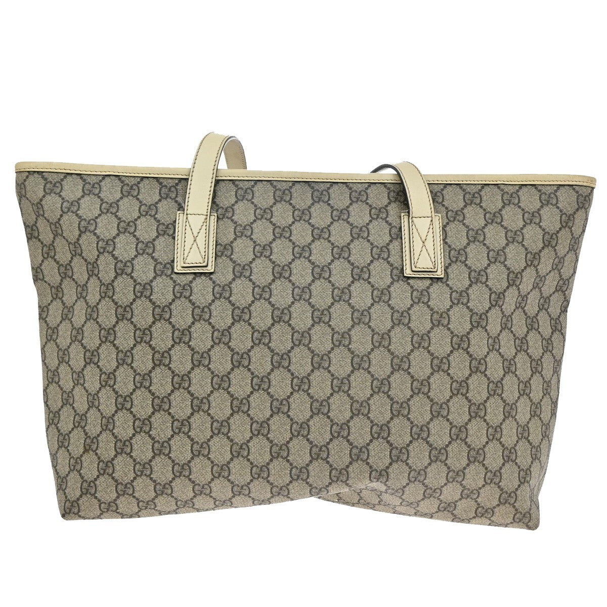 GUCCI Logo GG Pattern Shoulder Tote Bag Supreme Leather Brown White 38EE249