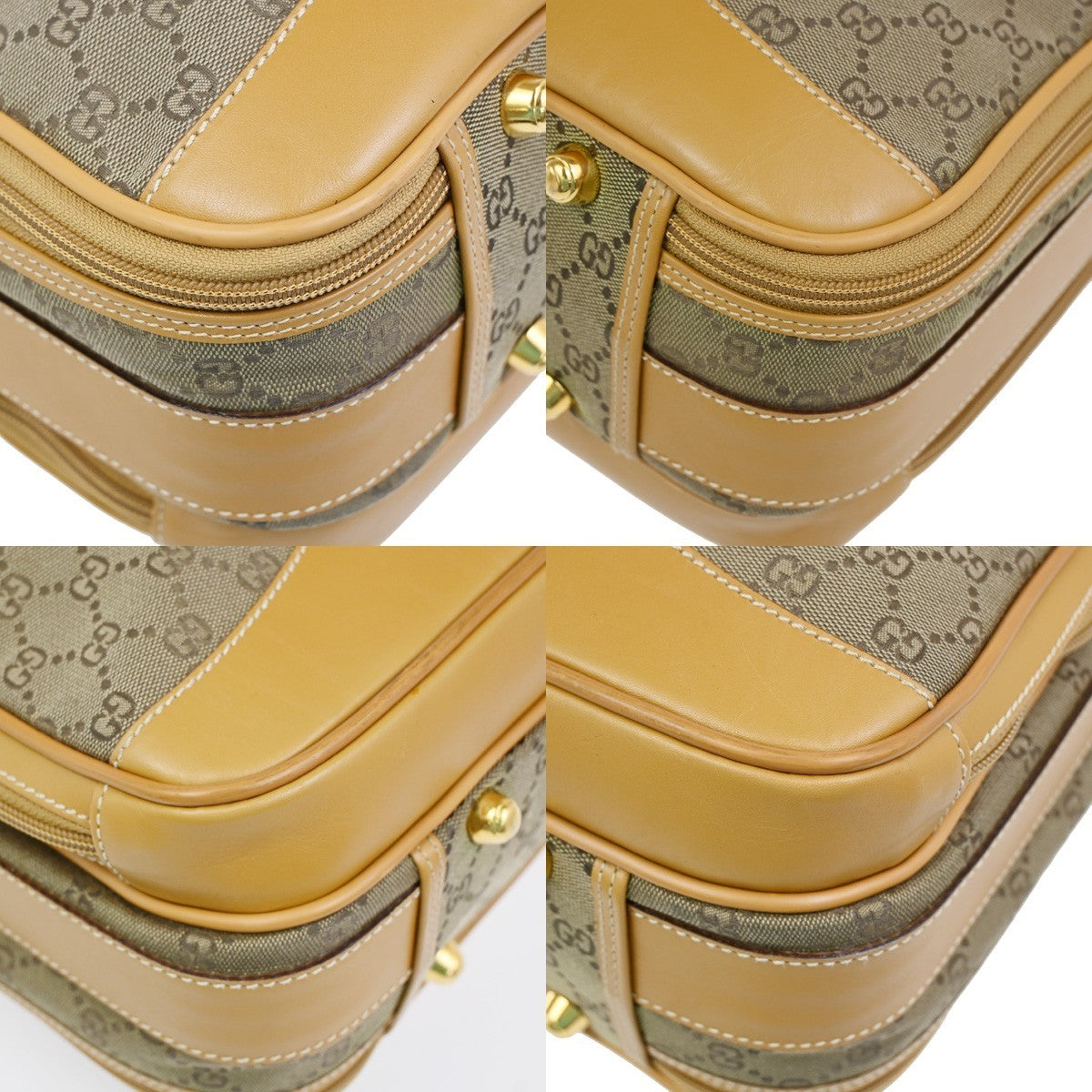 GUCCI GG Pattern 2Way Travel Shoulder Hand Bag Canvas Leather Brown GHW 34ZA245