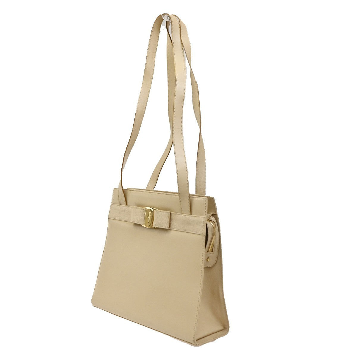 SALVATORE FERRAGAMO Logo Vara Shoulder Bag Canvas Leather BE GHW Italy 05CA548