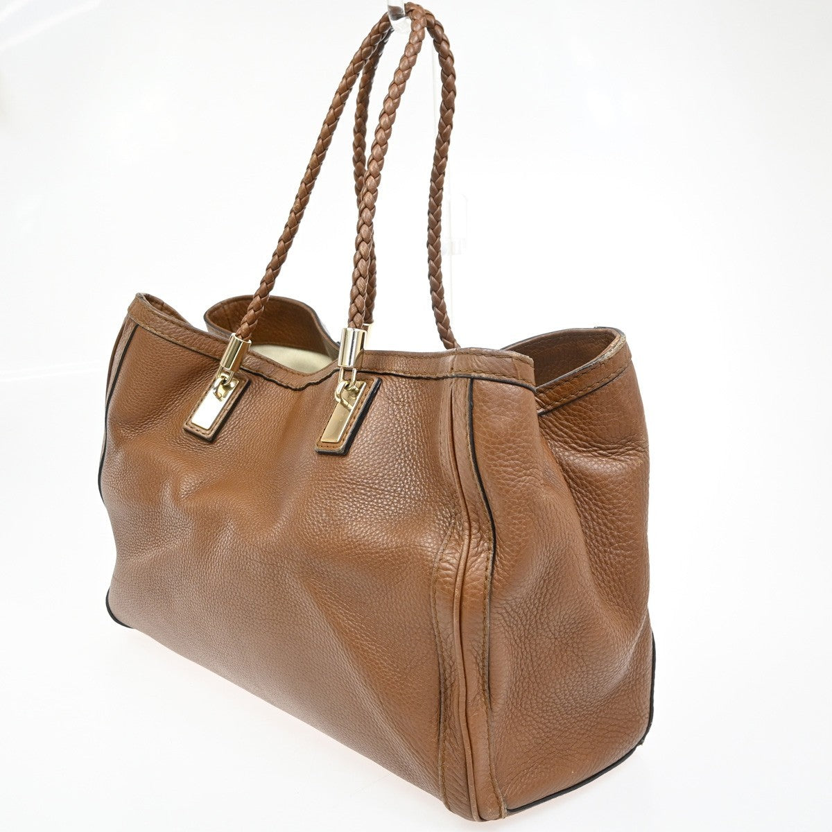 GUCCI Logo Bamboo Shoulder Tote Bag Leather Brown GHW Italy 35KC218
