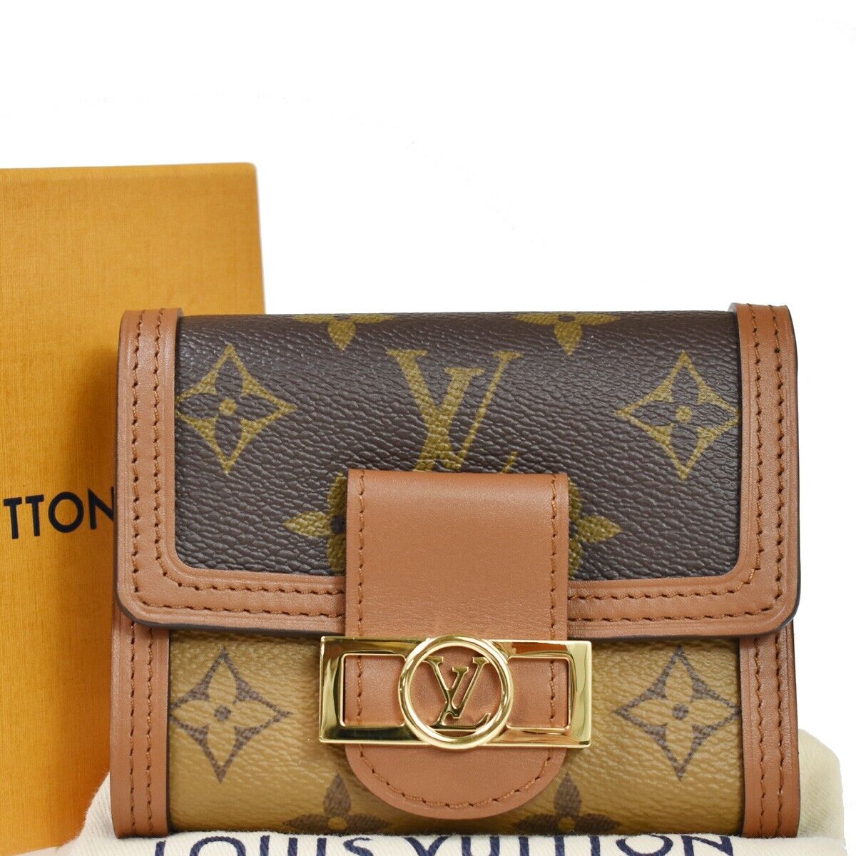 LOUIS VUITTON DAUPHINE COMPACT TRIFOLD WALLET MONOGRAM REVERSE LEATHER 50RC365