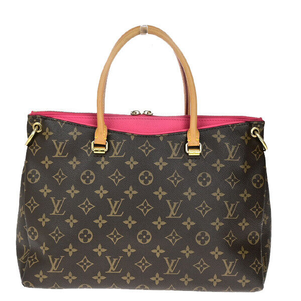 LOUIS VUITTON Pallas 2Way Hand Bag Monogram Leather Brown Pink M41147 51RK715