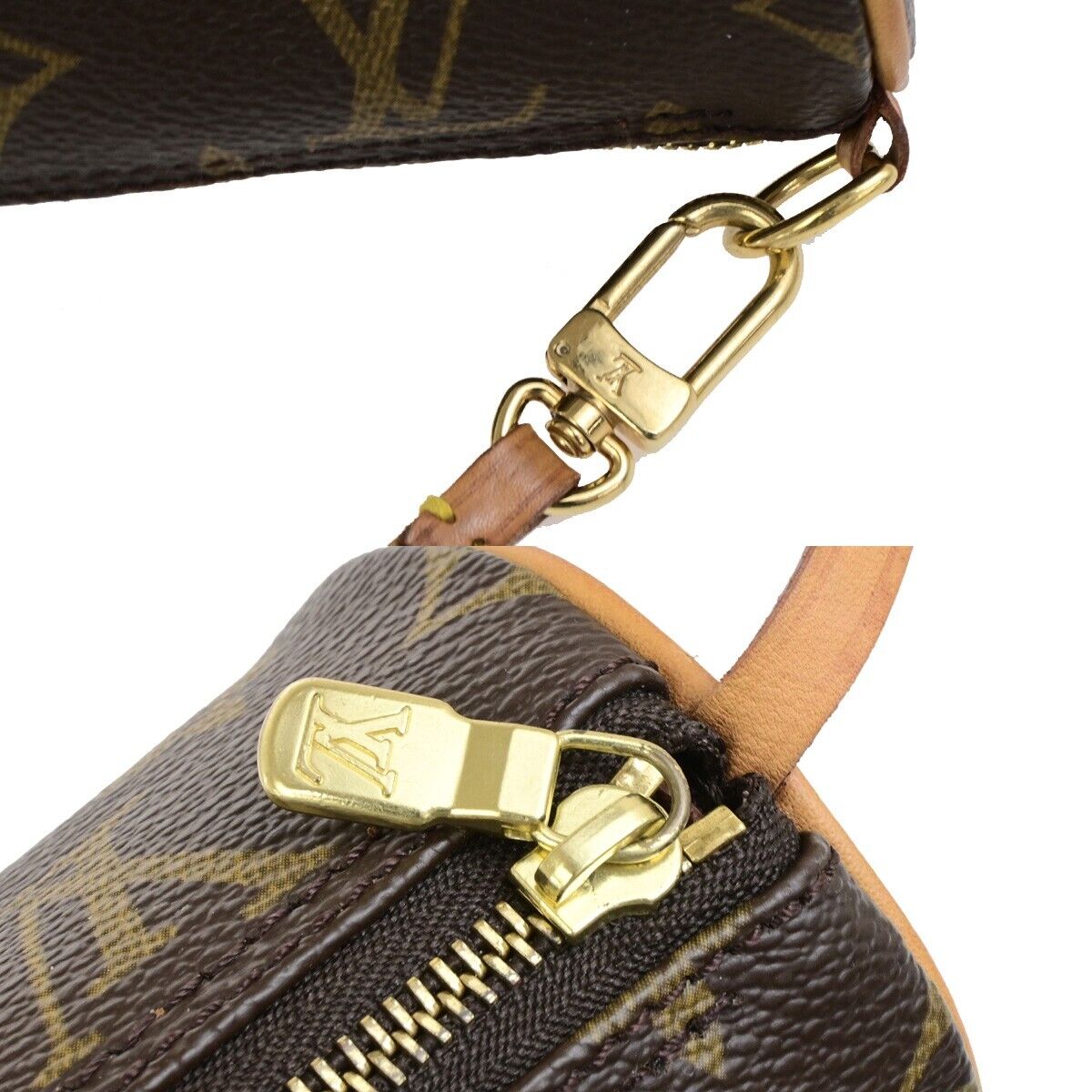 LOUIS VUITTON Logo Papillon Pochette Hand Bag Monogram Leather BN M51380 62FB514