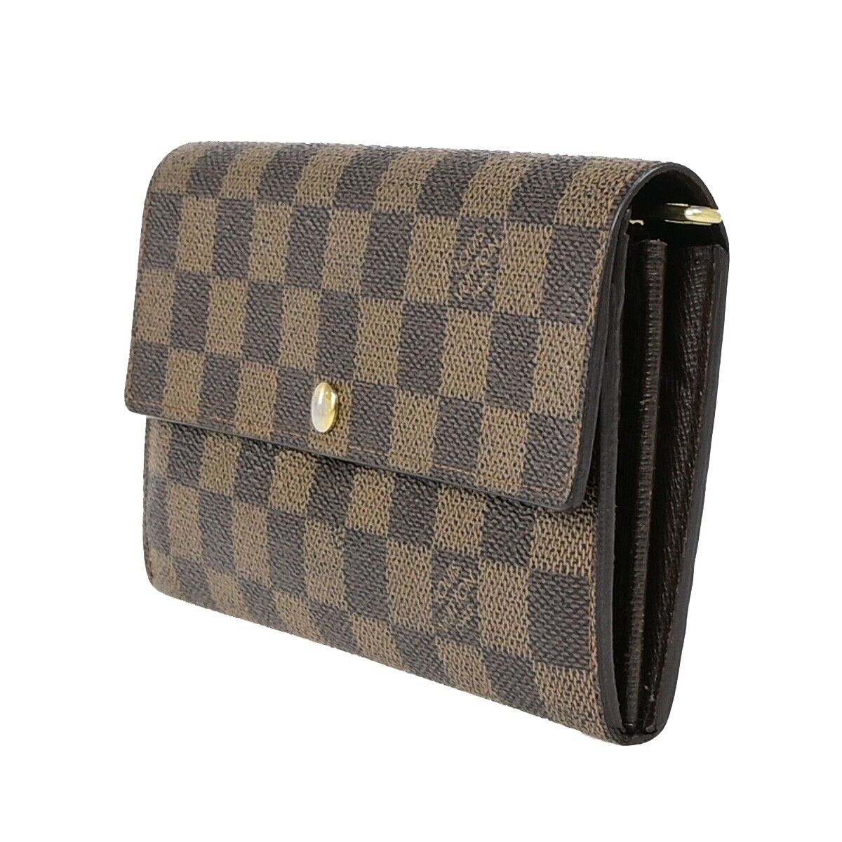 LOUIS VUITTON Credit Long Bifold Wallet Damier Leather Brown N61724 05EB294