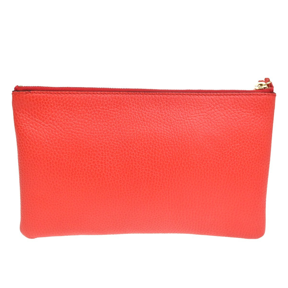 GUCCI Logo Bamboo Charm Clutch Pouch Bag Pebbled Leather Red Italy 61KC890