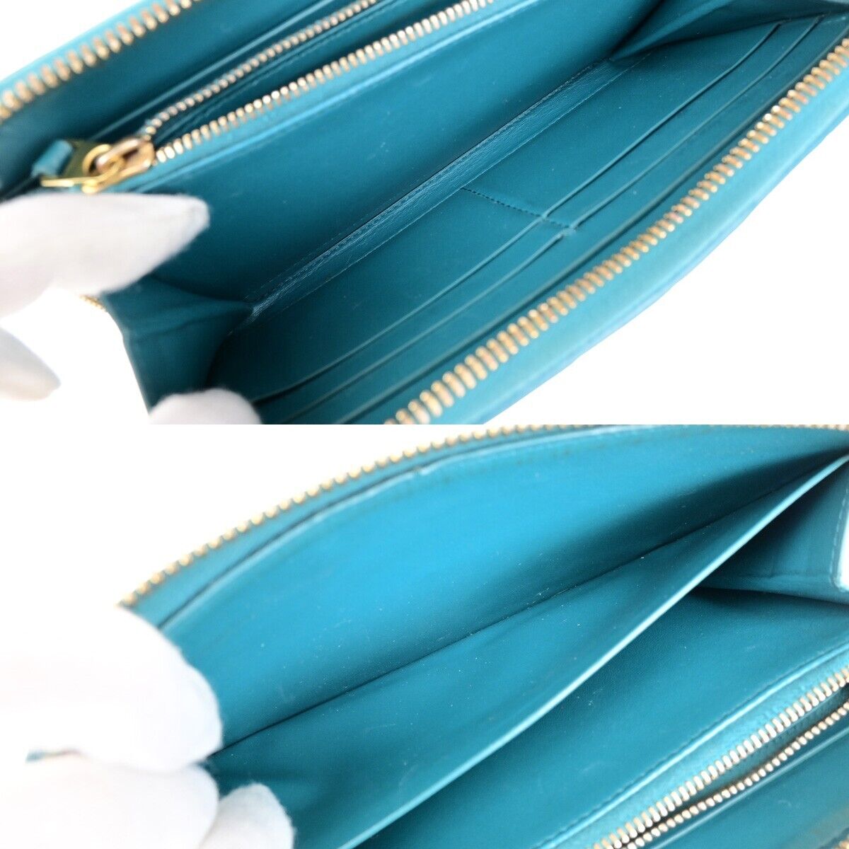 BOTTEGA VENETA Intrecciato Zipper Around Long Wallet Leather Green GHW 63EC896