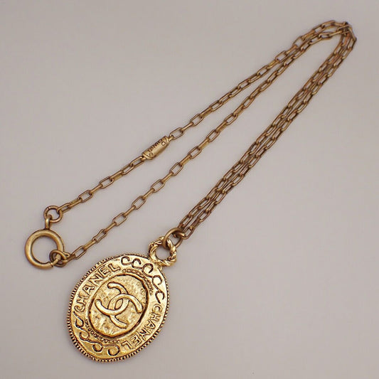 CHANEL CC Logo Chain Necklace Pendant Gold GHW France Vintage 37YG568