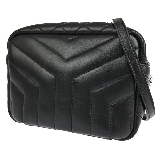SAINT LAURENT YSL Logo Chain Mini Shoulder Bag Leather Black SHW Italy 683RJ193