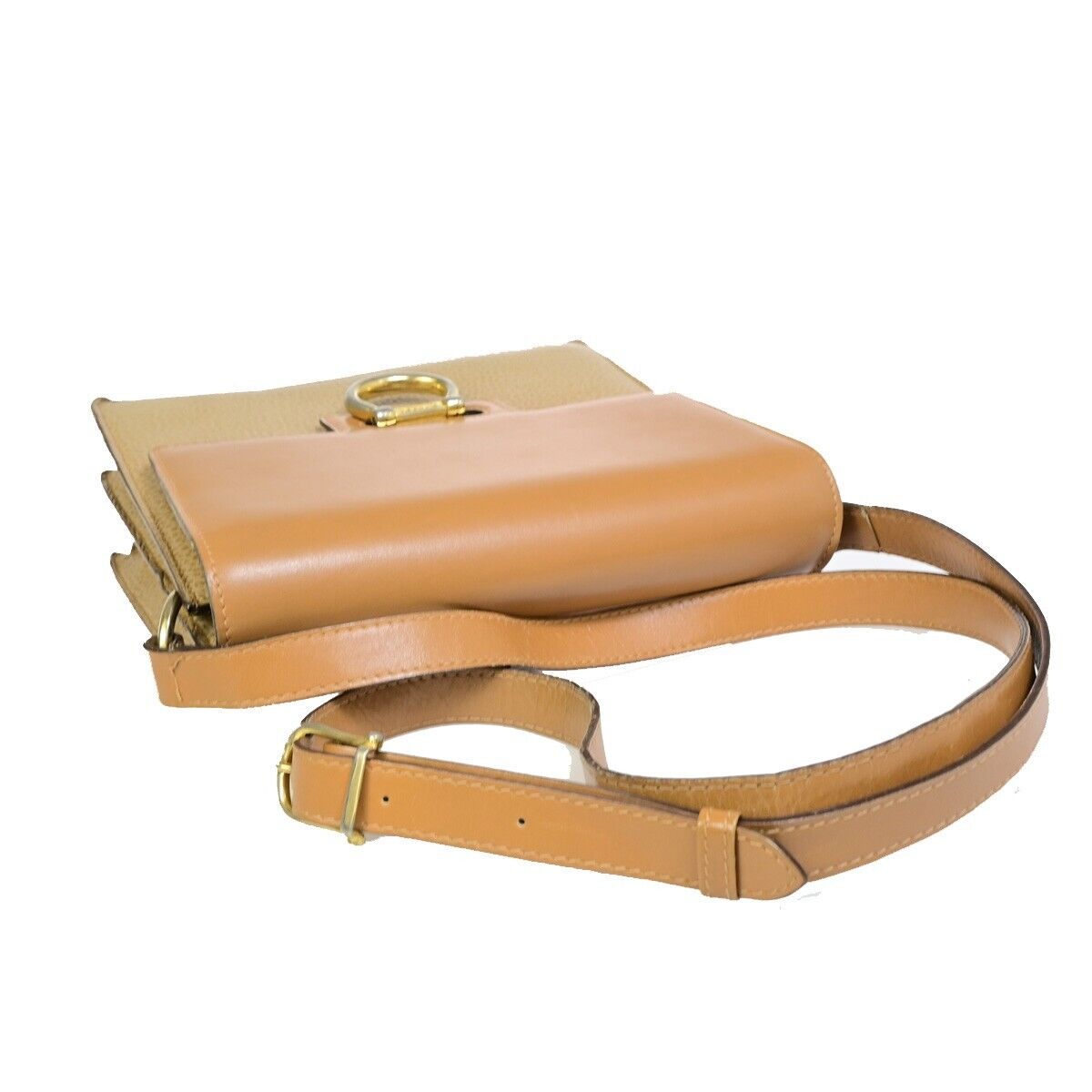 CELINE Logo Shoulder Bag Leather Brown GHW Made in Italy 66EB657