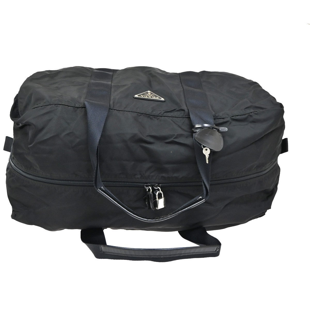 PRADA Logo Tessuto Travel Shoulder Hand Bag Nylon Leather Black 87KP344