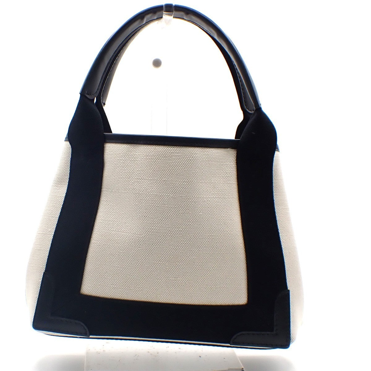 BALENCIAGA LOGO Navy Cabas XS Hand Bag Canvas Leather White Black 70KC967