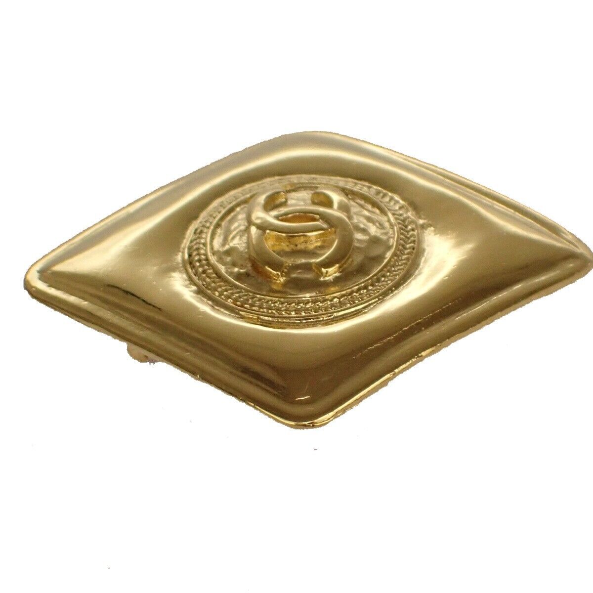 CHANEL CC Logo Rhombus Pin Brooch GHW France Accessory Vintage 38RJ486