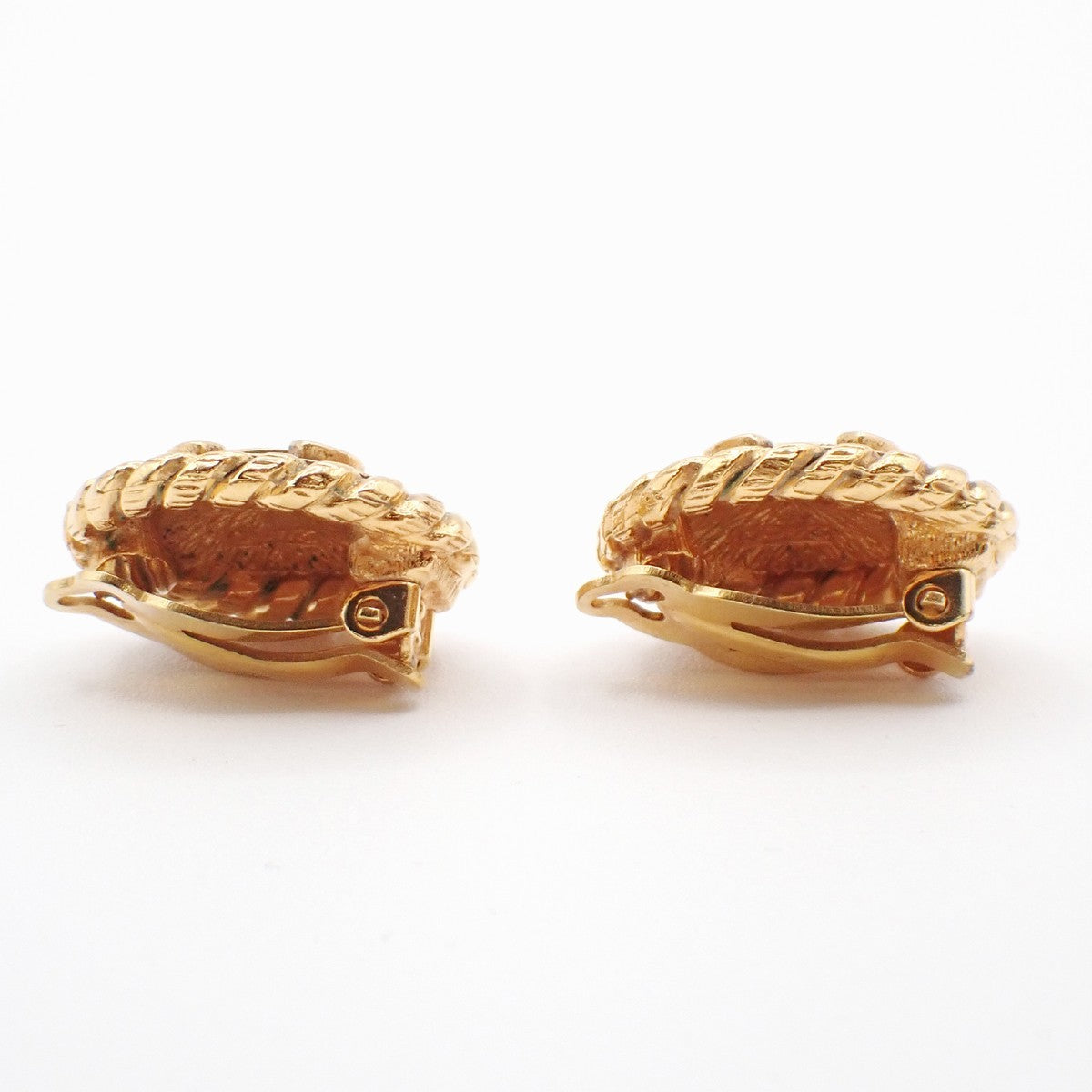 CHANEL CC Logo Round Button Earrings Clip-On Gold France 38RL743