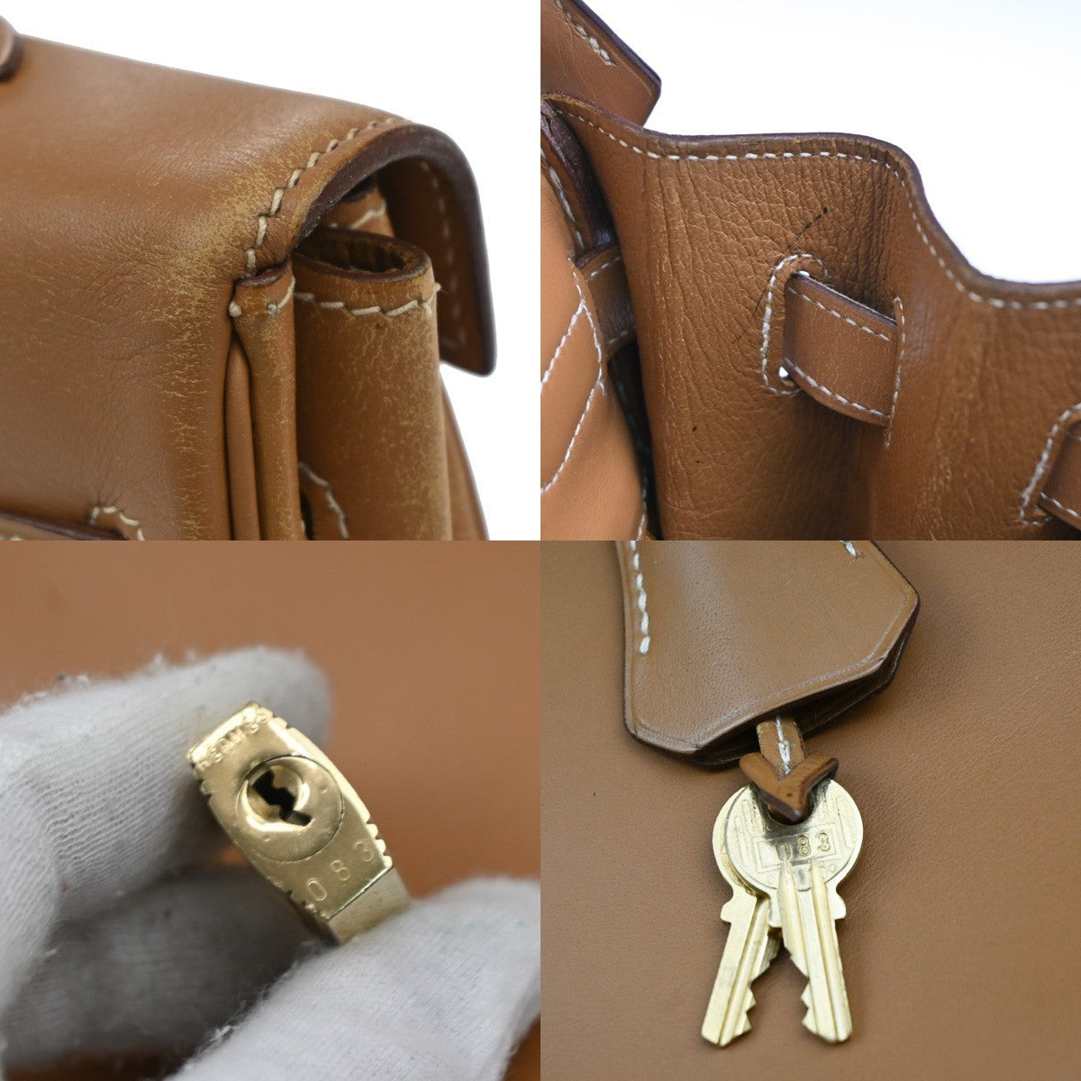 HERMES Kelly 35 2Way Shoulder Hand Bag Chamonix Leather Brown Vintage 247RF960