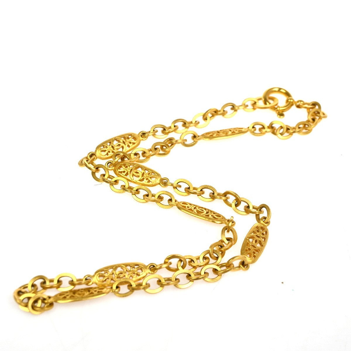 CHANEL CC Logo Oval Motif Chain Long Necklace Pendant 95P GHW GHW France 84RL829
