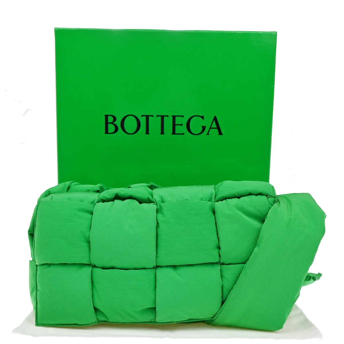 BOTTEGA VENETA Padded Tech Cassette Intrecciato Shoulder Bag Nylon Green 95RL282