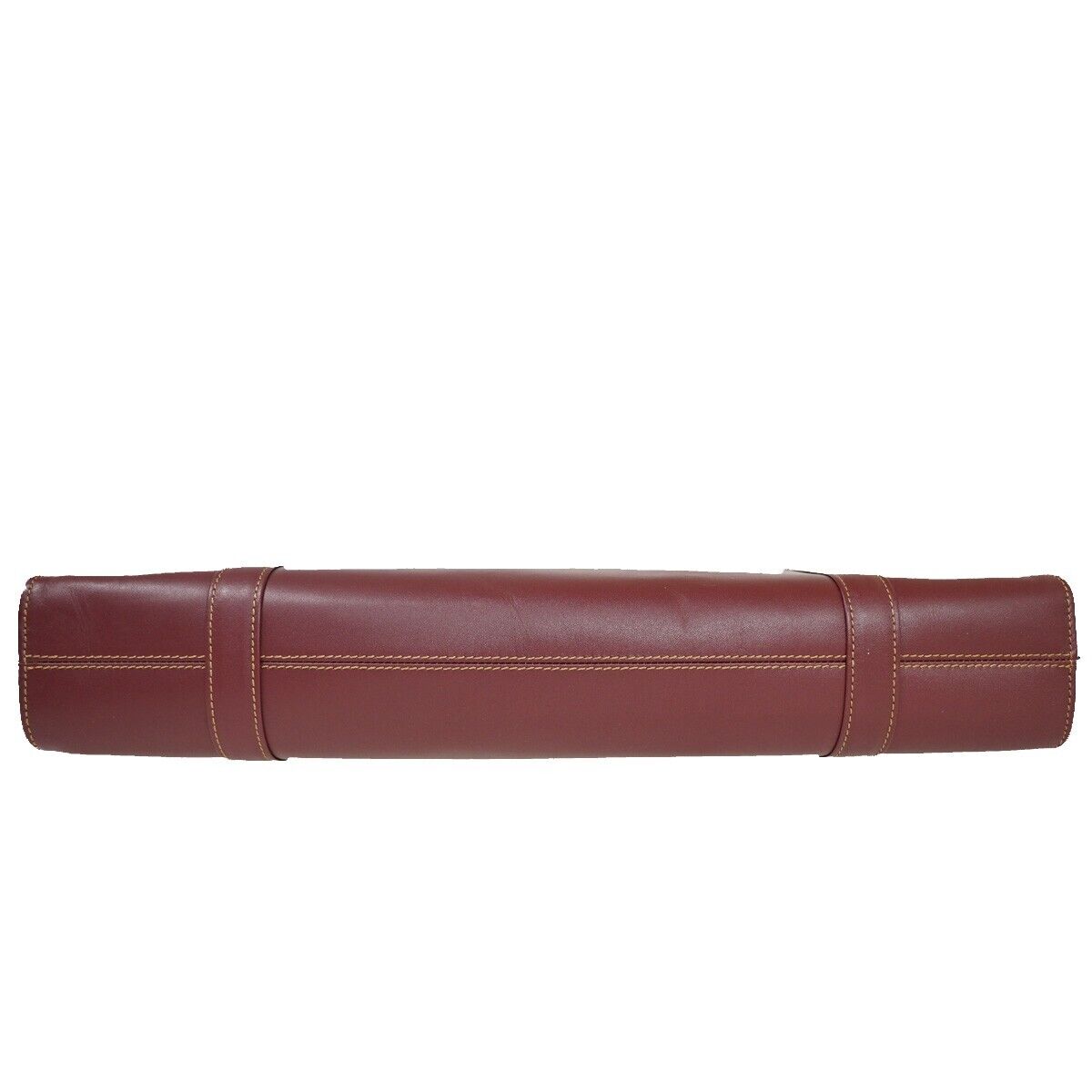 CARTIER 2C Logo Shoulder Tote Bag Leather Bordeaux Gold Made in Italy 69HB818