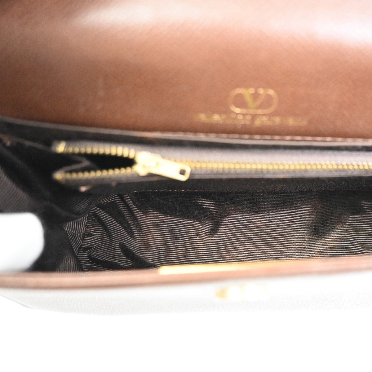 VALENTINO GARAVANI VLTN Logo Tassel Charm Shoulder Bag Leather Brown GHW 63ZA217