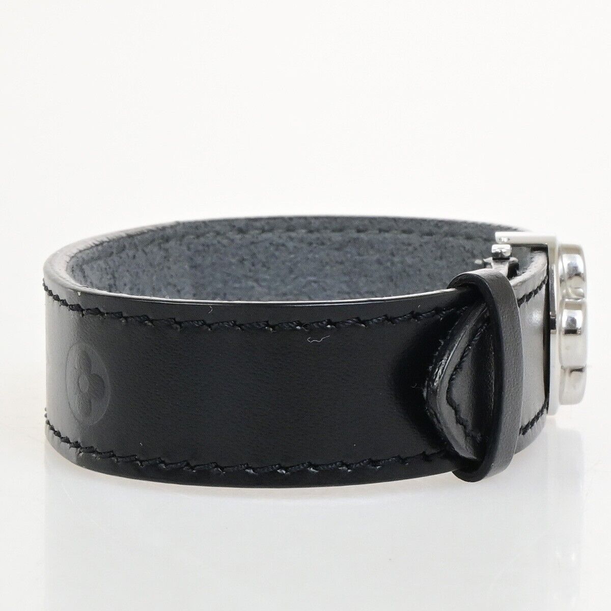 LOUIS VUITTON Good Luck Bracelet Bangle Monogram Leather Black M64447 62KA563